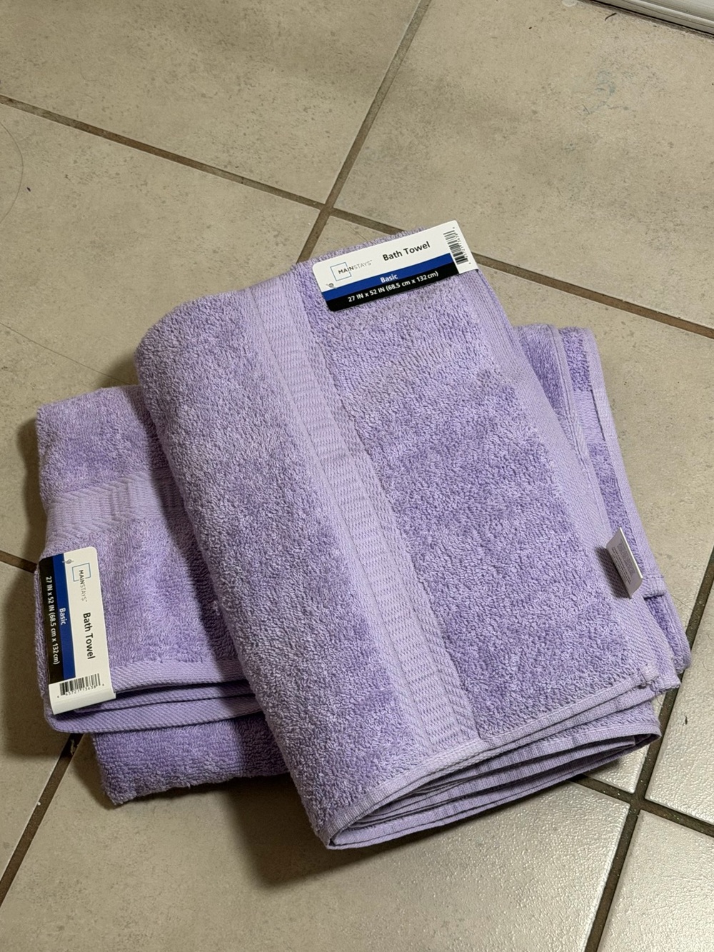 Mainstays Lilac/Purple 2 Bath Towels cotton rich